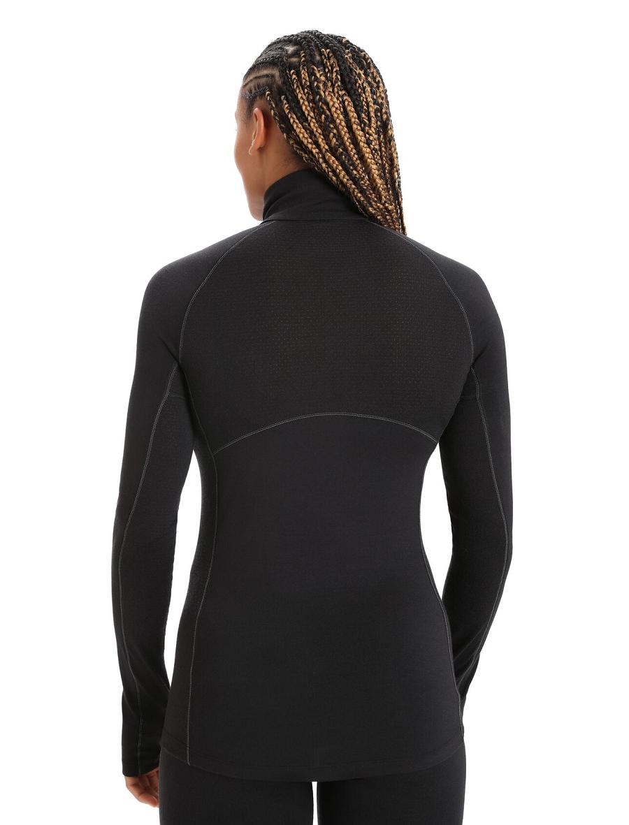 Black Icebreaker BodyfitZone™ Merino 200 Zone Thermal Long Sleeve Half Zip Top Women's Base Layers | AU 1867KORI